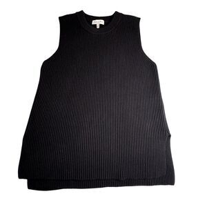 Michael stars Cotton sleeveless Ribbed Tunic Top Pullover Black Size M